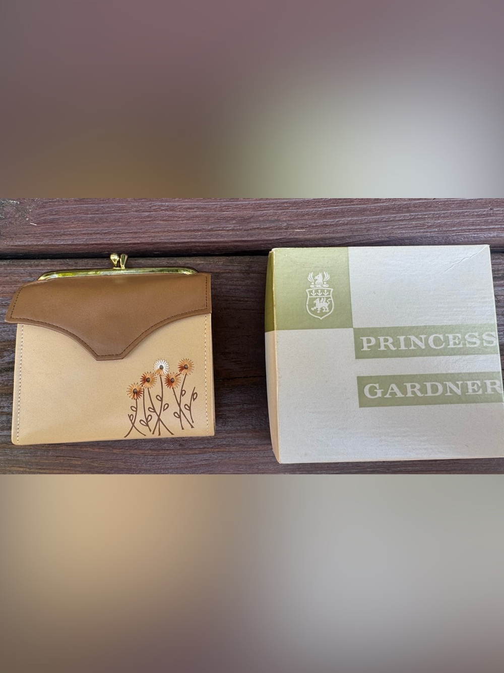Vintage Princess Gardner Two-Tone Brown Floral Women's Wallet with Original Box